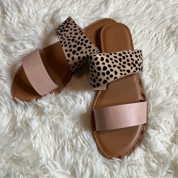Top Moda Cheetah Print Slides Pink Tan Size 6, 6.5, 7, 8, 8.5, 9 - Picture 8 of 8